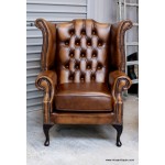 Classic Leather Chesterfield Suite 3,2 + Wing Chair